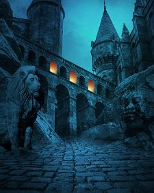 Blue tone castle