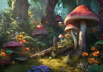 Fantasy wild mushrooms