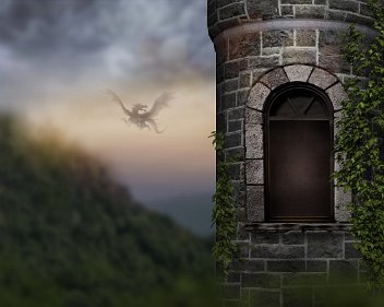 Castle Window with Dragon